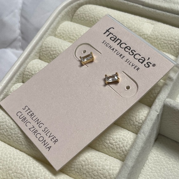 Cubic Zirconia Diamond Studs - Sterling Silver - Picture 3 of 4